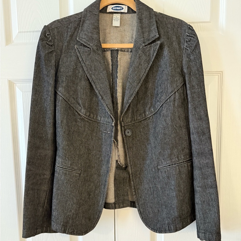 Old Navy Women's Dark Gray Pinstripe Blazer